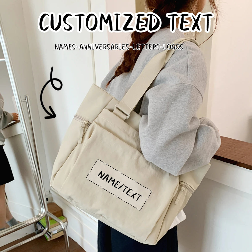 Bolso bandolera de un solo hombro con logotipo personalizado de alta gama para desplazamientos, viajes, estilo perezoso, sensación relajada, bricolaje para estudiantes universitarios