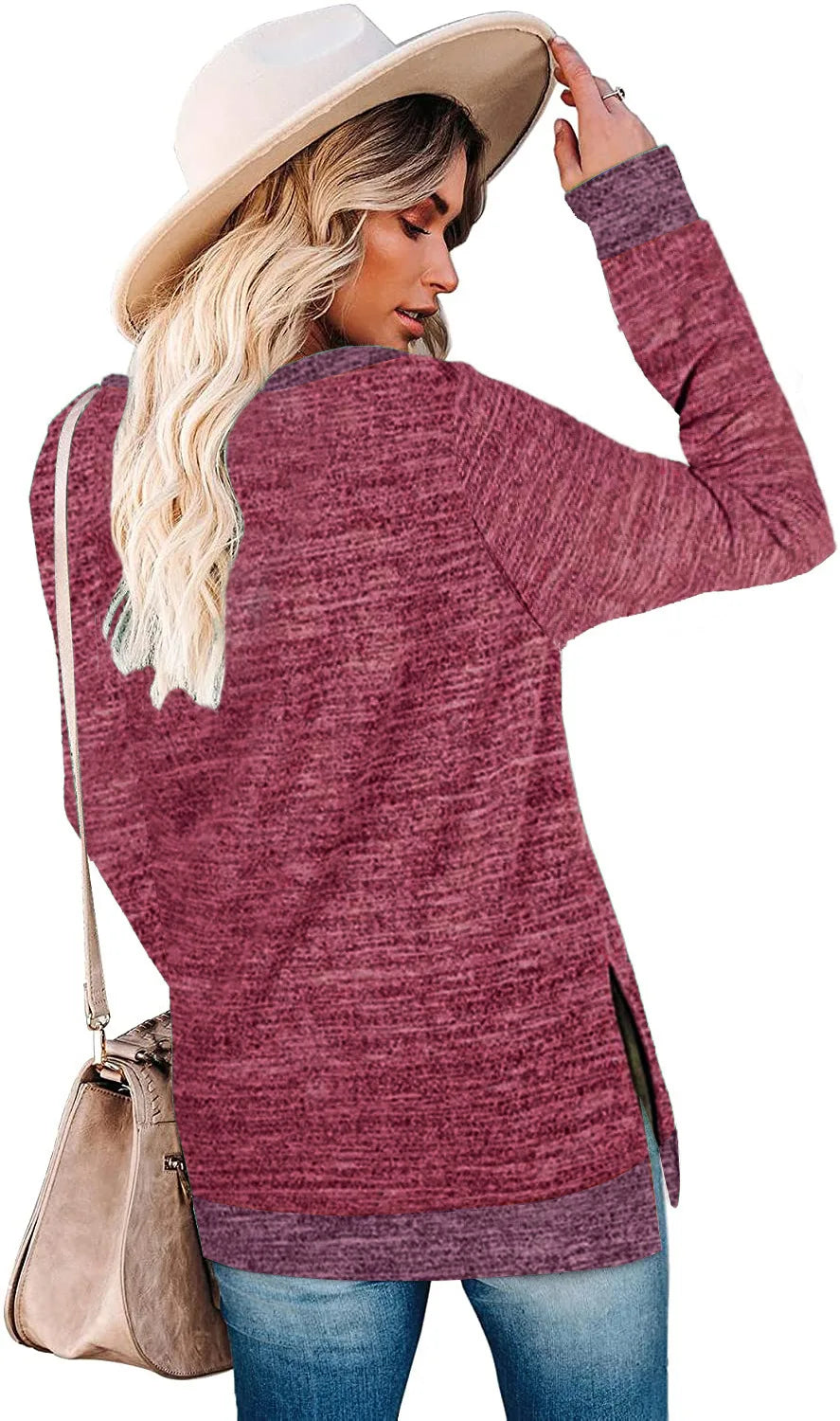 Ropa De Mujer con horquilla dividida Ropa De Mujer Ropas De Mujeres Jersey sudadera color sólido Para Mujer Bluza Damska Ropa 2025