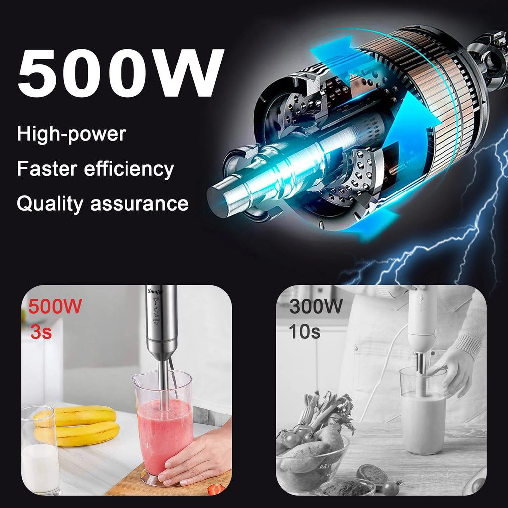 Sonifer-batidora de mano para cocina, mezclador eléctrico de alimentos por inmersión, trituradora de hielo, picadora de carne y verduras, 500W