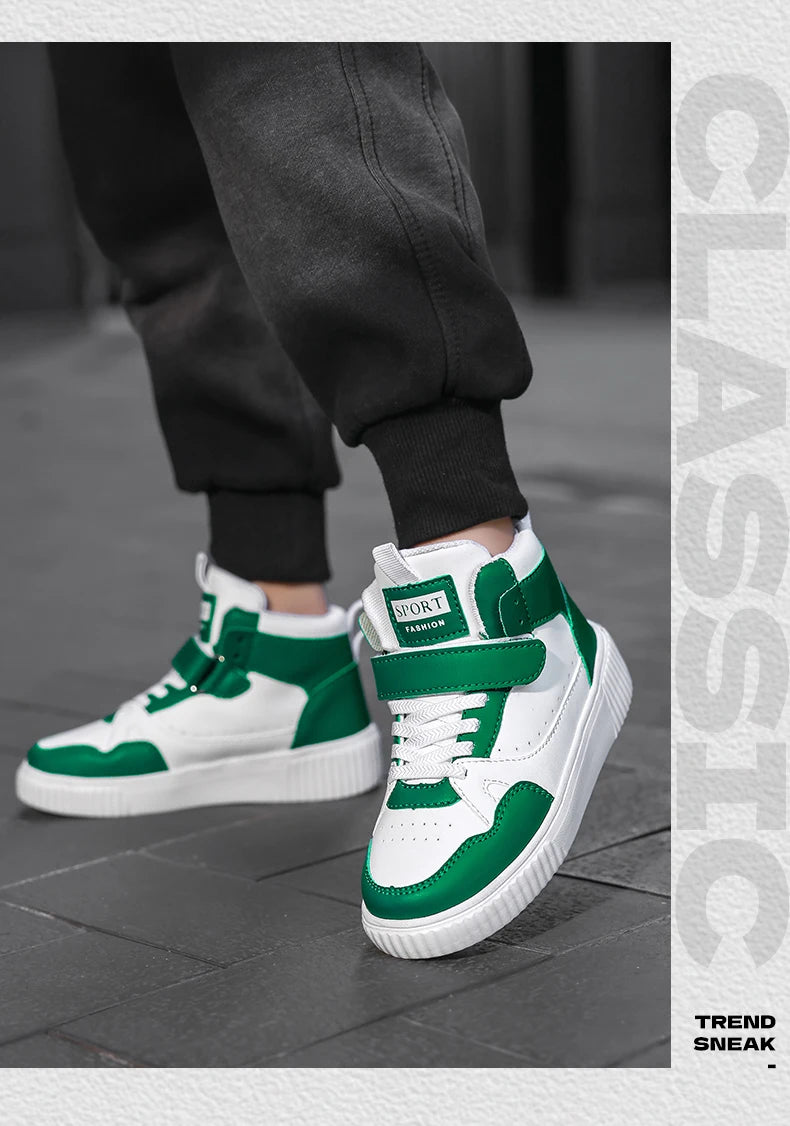 Zapatillas Deportivas para Niños, Zapatillas de Baloncesto de Caña Alta Casuales para Niños y Niñas, Zapatillas de Piel Sintética, Nuevas Zapatillas Deportivas de Moda 2026