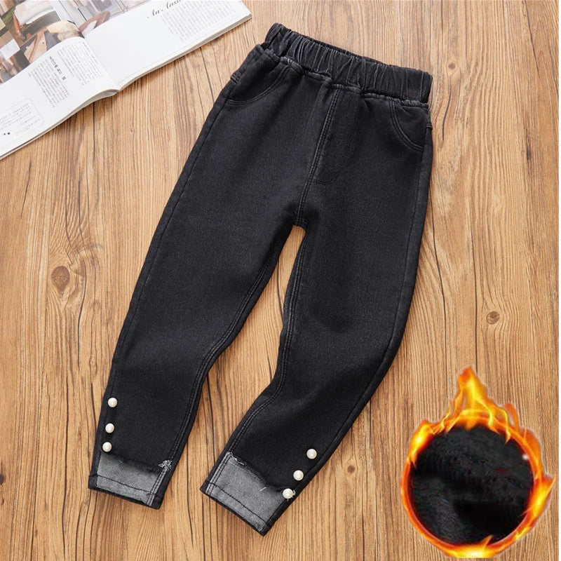 Pantalones para adolescentes de 3 a 14 años, ropa Infantil para niñas, pantalones vaqueros de lana de invierno para niños, pantalones vaqueros para niños, ropa para niñas