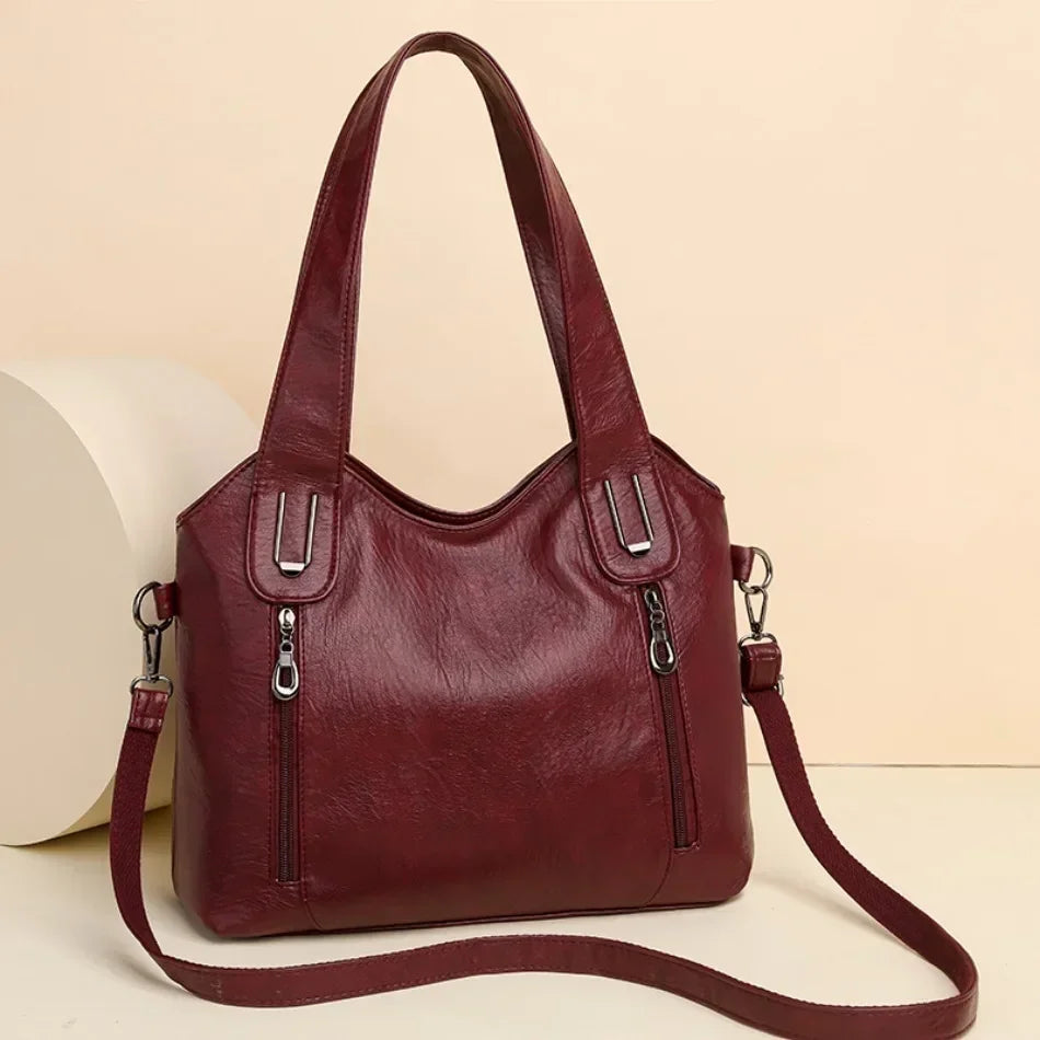 Bolsos de mano de Color sólido a la moda para mujer, bolso de mano de cuero suave, bolsos cruzados grandes informales para mujer, nuevas bolsas de mensajero de hombro