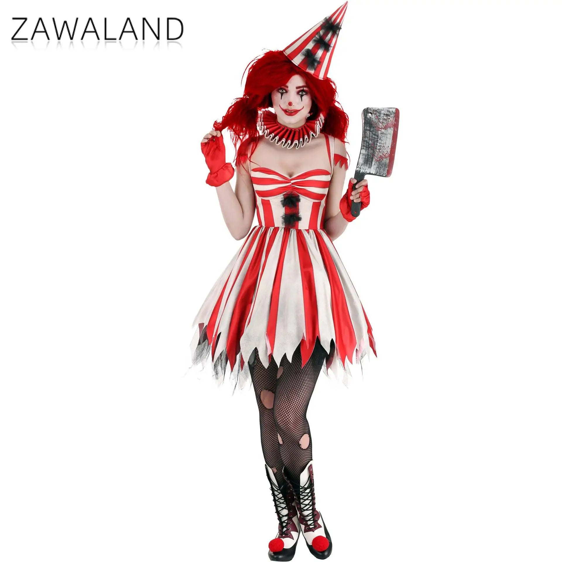 Zawaland-Disfraces de payaso para mujer, vestidos elegantes, ropa de fiesta de Purim, disfraz aterrador, traje de espectáculo de actuación