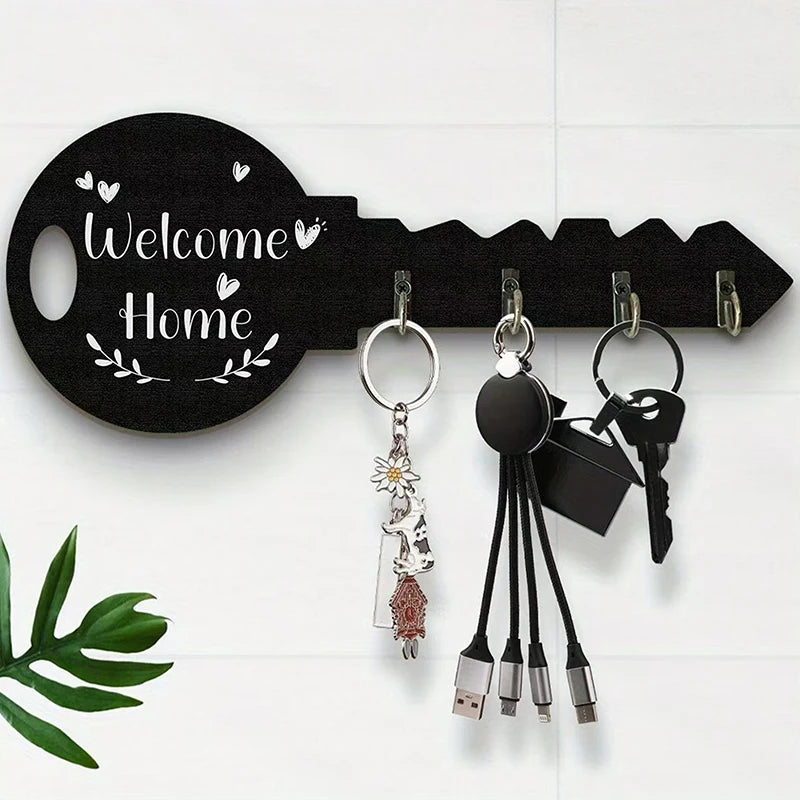 Organizador de almacenamiento, llave creativa, marco de madera, gancho de almacenamiento de pared moderno montado en la pared, estante de almacenamiento colgante Retro de boj para ropa