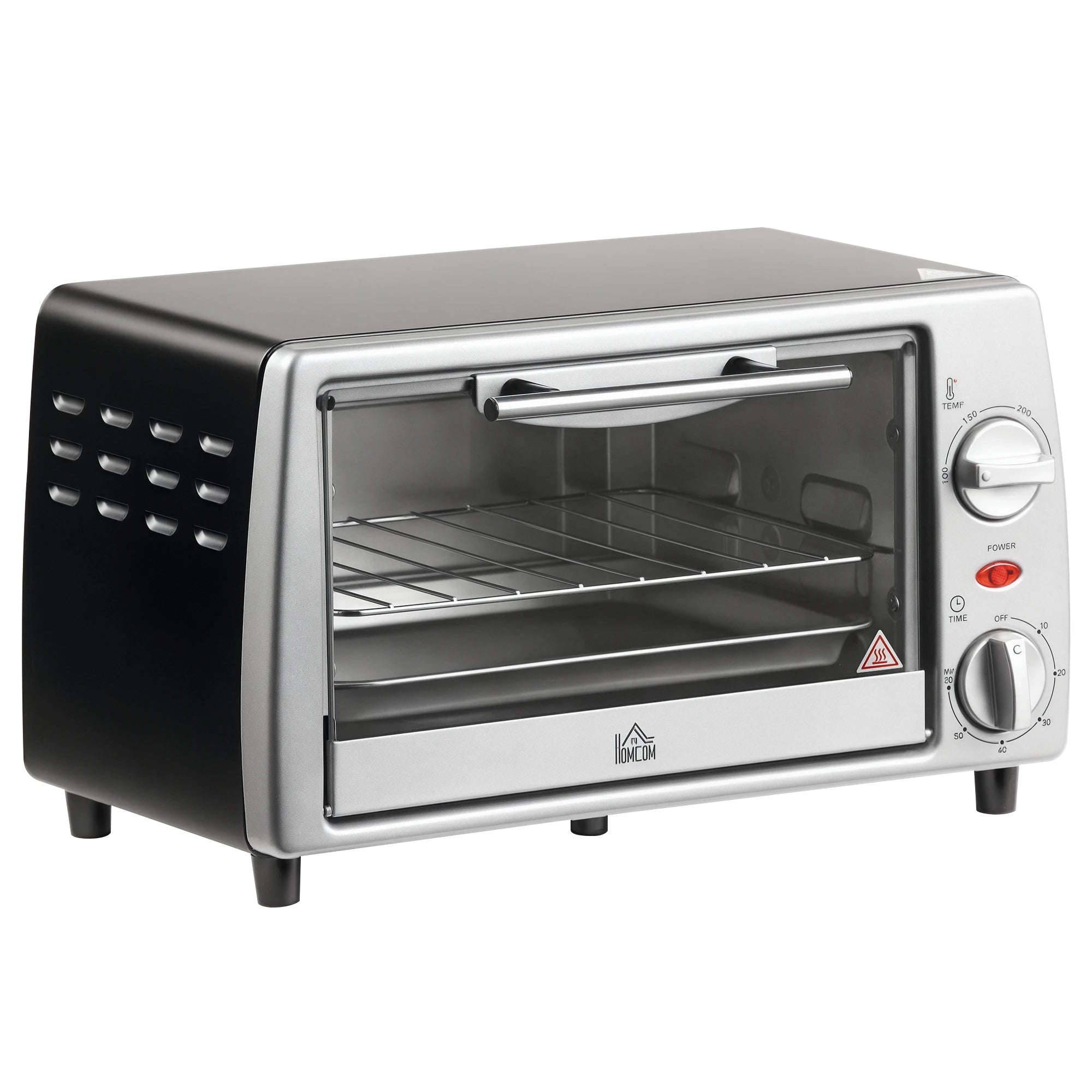 HOMCOM Horno Eléctrico Sobremesa 10 L 750W Temperatura 230 ℃ 36,5x26x22 cm Plata