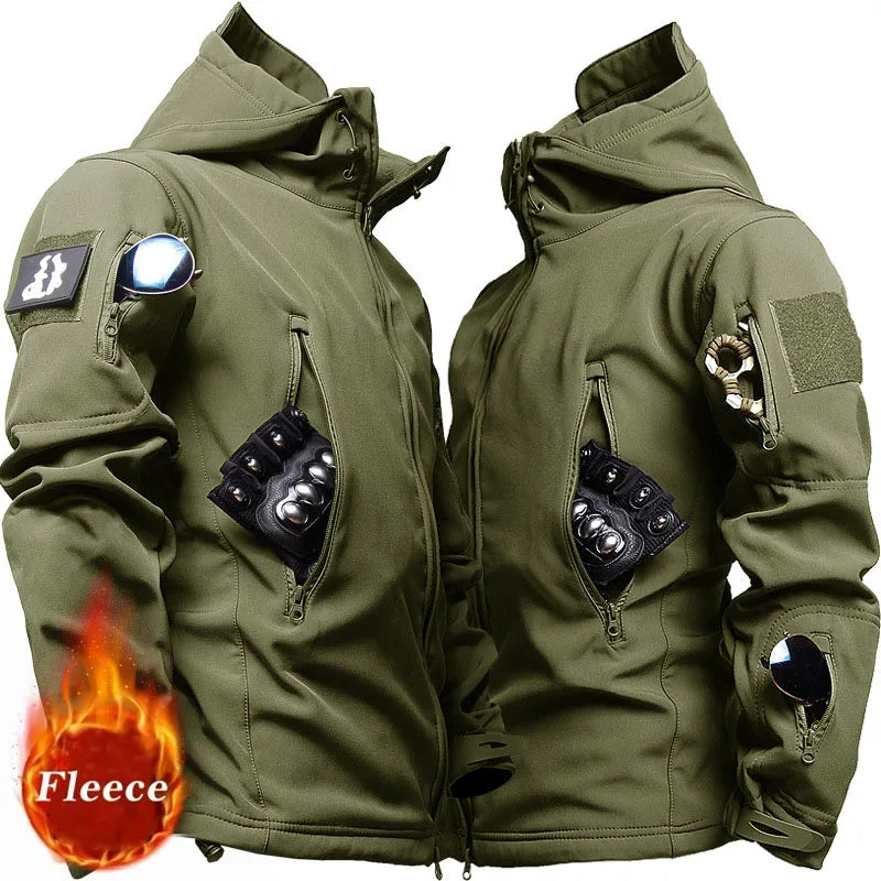 Chaquetas militares de piel de tiburón con concha suave para hombre, chaqueta táctica impermeable a prueba de viento, chaquetas de combate del ejército, abrigos Bomber con capucha para hombre