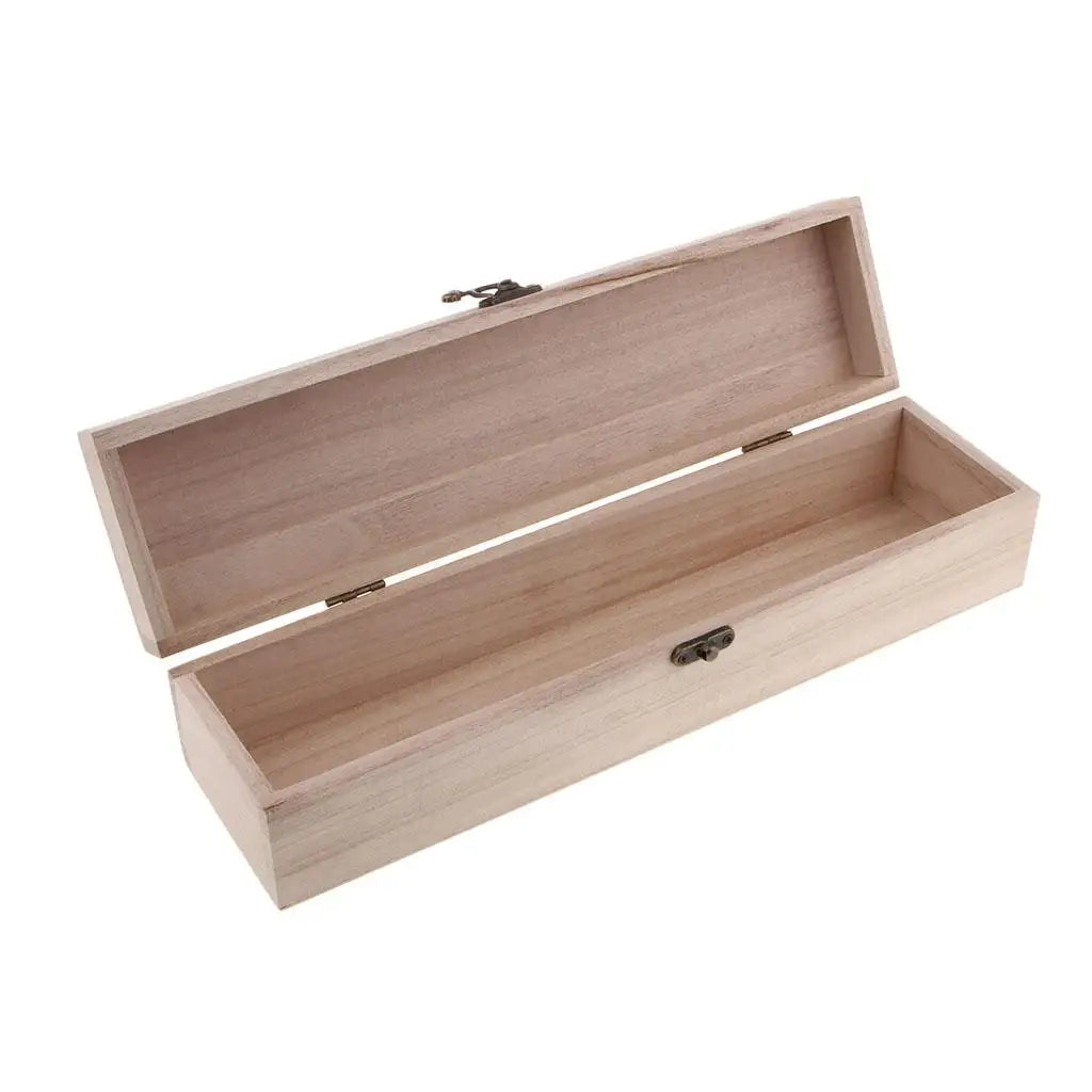 Caja de madera Natural sin terminar, caja de almacenamiento de joyería con cierre de bloqueo para regalos, manualidades, caja de almacenamiento para el hogar
