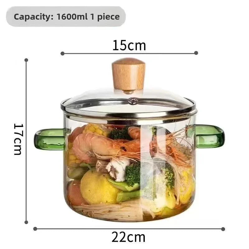 Olla de sopa de vidrio transparente, olla de sopa de gran capacidad, olla de vidrio de alto borosilicato, horno eléctrico de cerámica, olla especial, herramientas de cocina