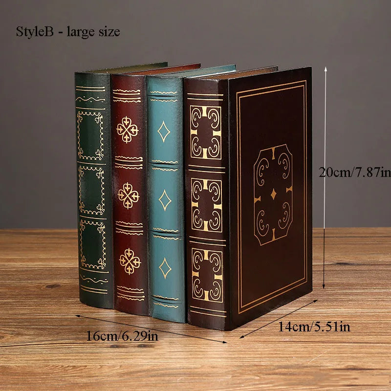 Caja de almacenamiento en forma de libro, estilo Vintage, de madera con tapa, caja de joyería decorativa apilable, organizador de adornos para el hogar y la Oficina, novedad