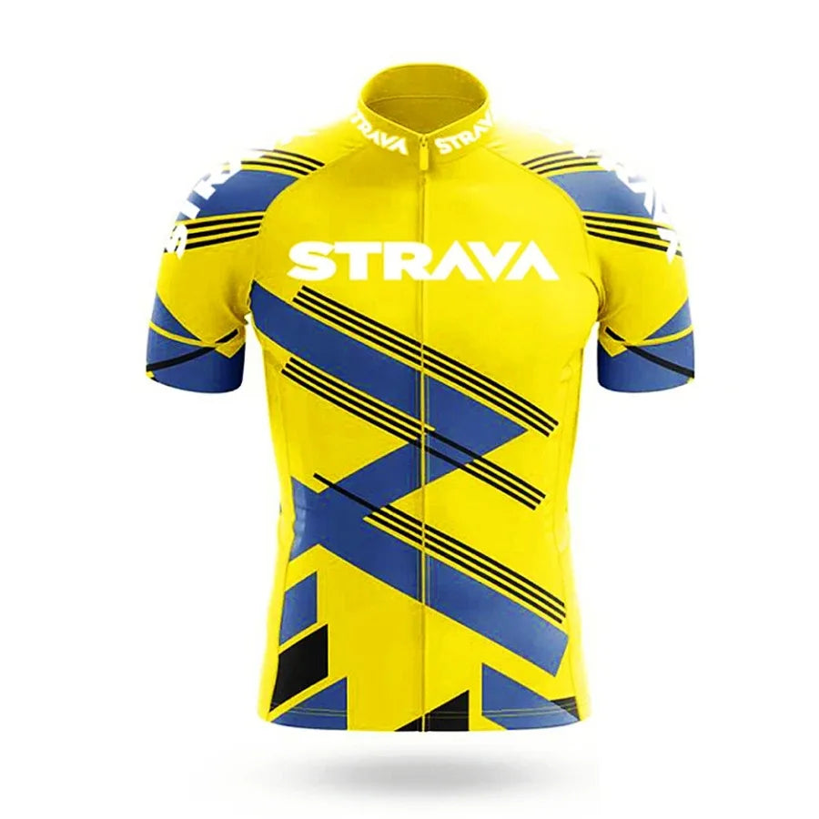 Strava-Conjunto de ciclismo para hombre, pantalones cortos para bicicleta, conjunto deportivo para bicicleta de carretera, Jersey para ciclismo de montaña, ropa transpirable de verano, uniforme profesional