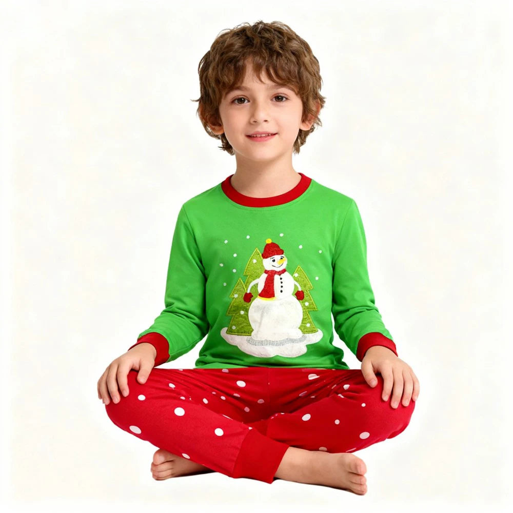 Pijamas de Navidad para niños y niñas, conjuntos de manga larga, ropa de dormir de pingüino y muñeco de nieve para bebés, Pijamas para niños con motivos de copo de nieve