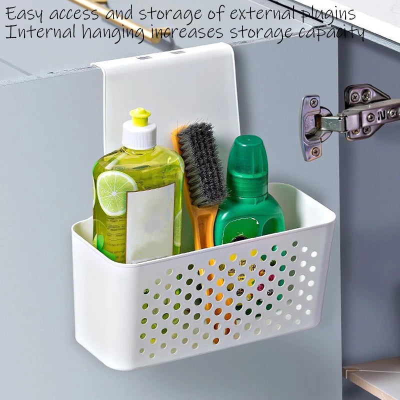 Caja de almacenamiento no perforada montada en la pared con puerta de gabinete, utilizada para cestas de almacenamiento de jengibre y ajo de cocina, almacenamiento de lavado de baño