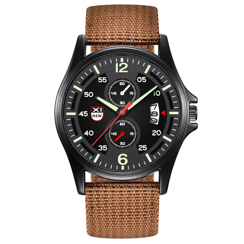 Reloj Hombre genuino marca XINEW relojes para Hombre negro estudiantes niños moda banda de nailon ejército deportes fecha Reloj Reloj Masculino