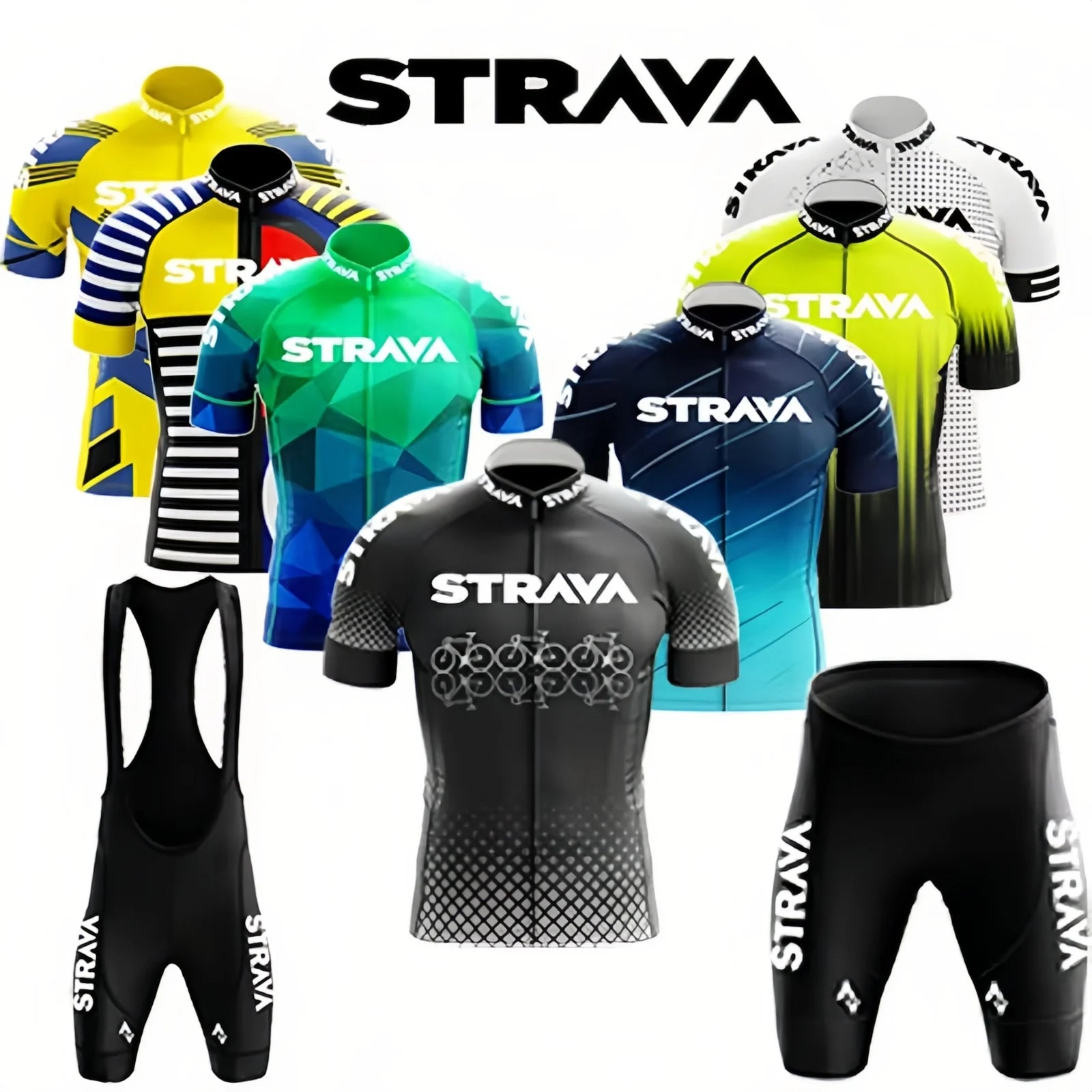 Strava-Conjunto de ciclismo para hombre, pantalones cortos para bicicleta, conjunto deportivo para bicicleta de carretera, Jersey para ciclismo de montaña, ropa transpirable de verano, uniforme profesional