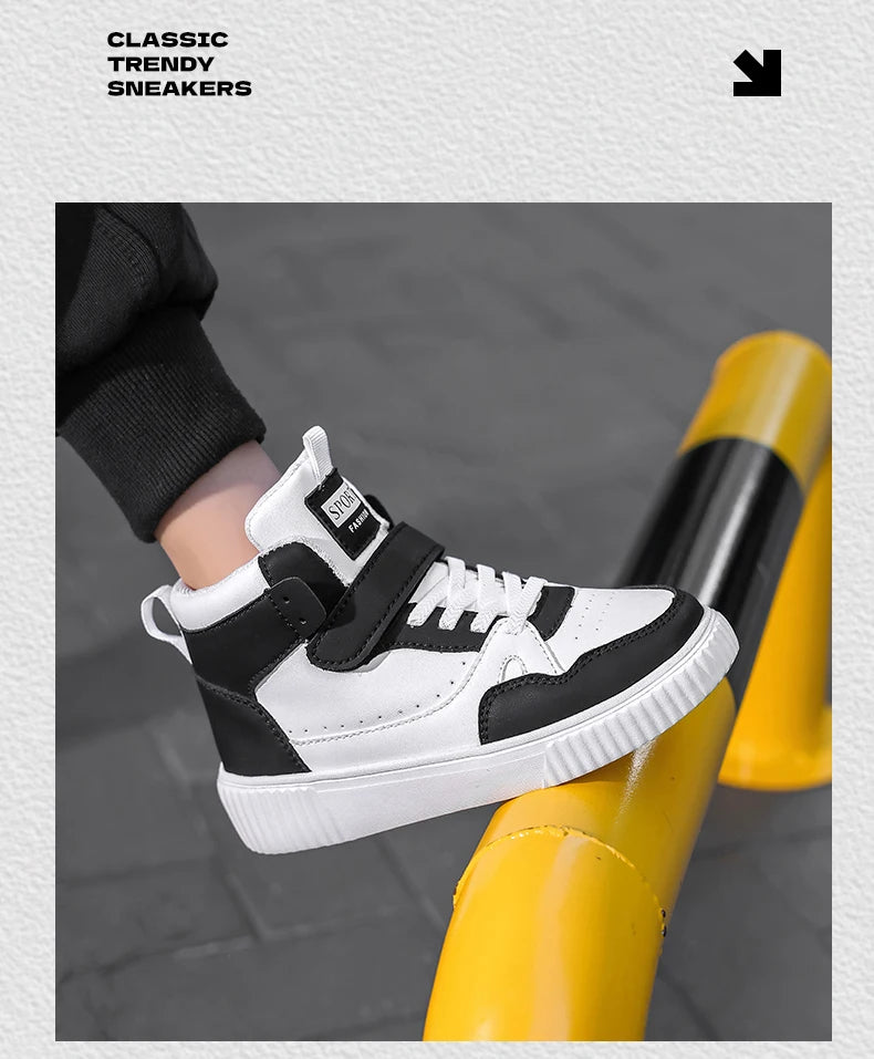 Zapatillas Deportivas para Niños, Zapatillas de Baloncesto de Caña Alta Casuales para Niños y Niñas, Zapatillas de Piel Sintética, Nuevas Zapatillas Deportivas de Moda 2026