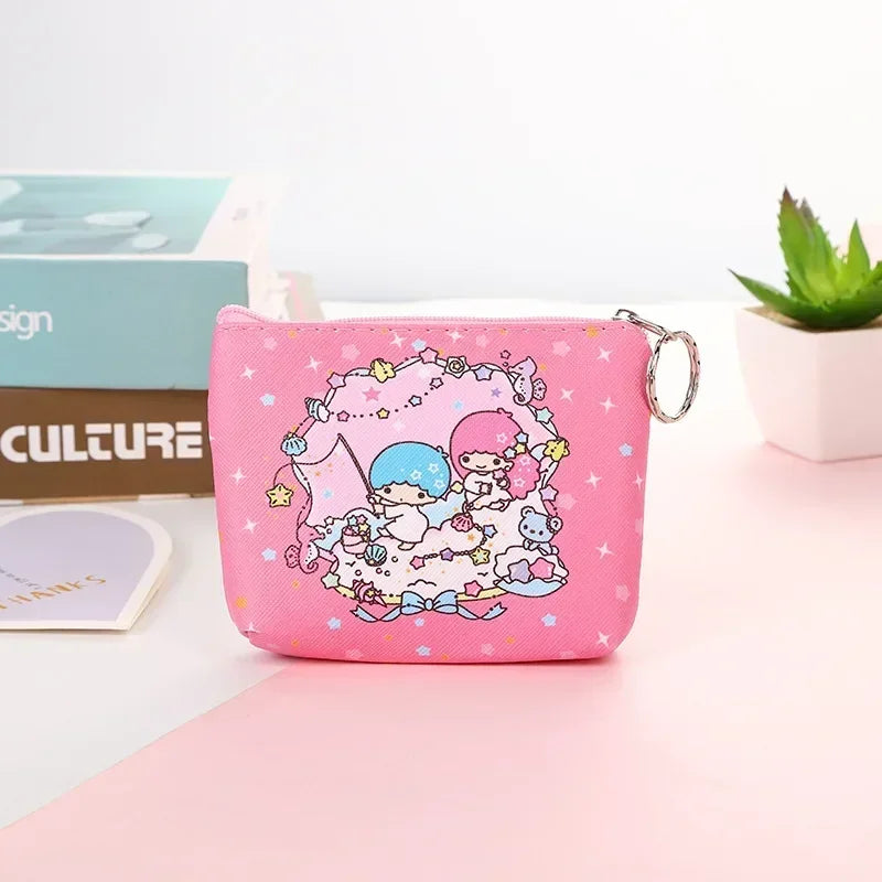 Monedero de Hello Kitty, monederos con dibujos de animales, melodía de PU, bonito bolso tipo billetera, llaveros, bolsa de almacenamiento, Mini bolsa Sanrio Kuromi Kawaii