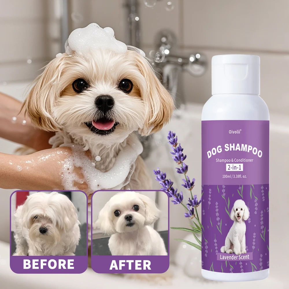 Champú y acondicionador para mascotas 2 en 1, fragancia de lavanda, capa suave refrescante para todos los mascotas