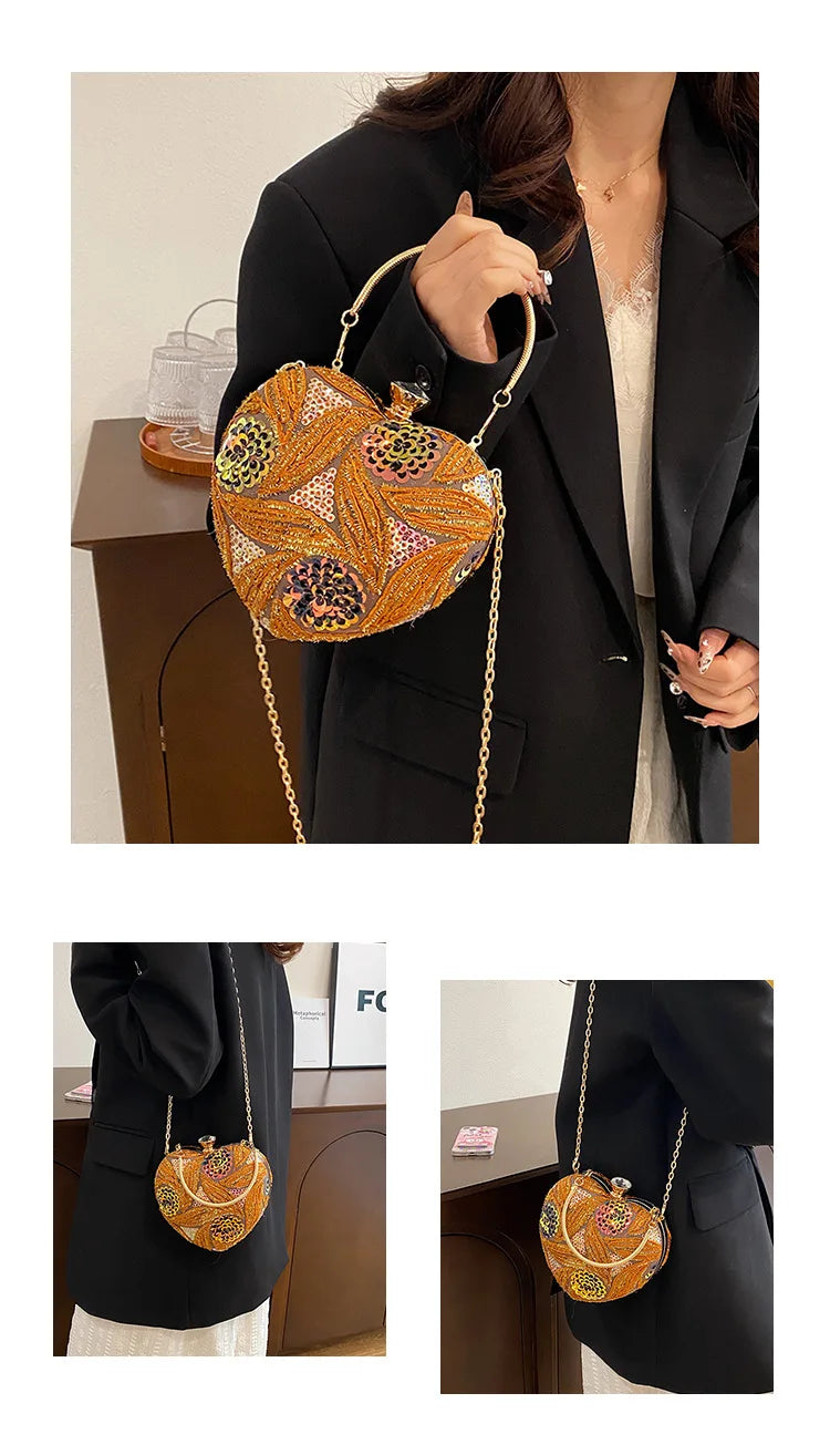 Bolso de mano para mujer 2026Nuevos bolsos de hombro con lentejuelas a la moda europea y americana, bolso de noche de mano Retro para celebridades de Internet