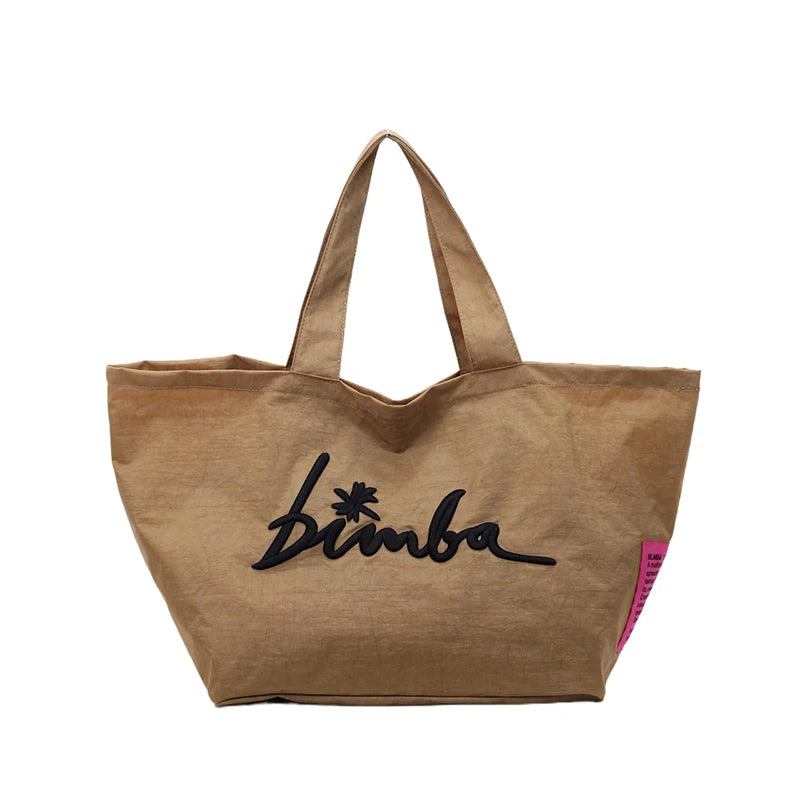 Bolso de mano popular de color sólido, moderno y sencillo, de gran capacidad, con letras bordadas informales personalizadas y multifuncionales