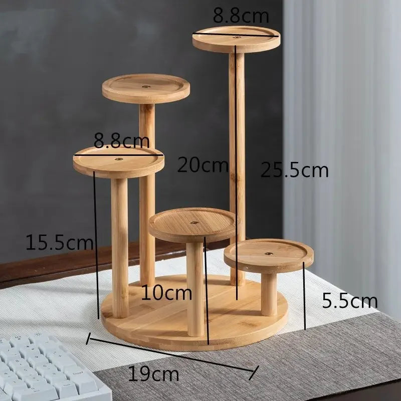 Bandeja de madera de bambú para escritorio, estante de flores, suculentas, bonsái, organizador, suministros de jardinería, decoración del hogar, adorno de escritorio, regalo