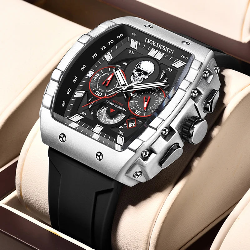 LIGE-reloj analógico de cuarzo para hombre, accesorio de pulsera resistente al agua con cronógrafo, complemento Masculino deportivo de marca de lujo con esfera luminosa y diseño militar