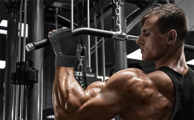 Guantes de Fitness levantamiento de pesas mancuernas culturismo Crossfit Pull Ups entrenamiento guantes de gimnasio para hombre