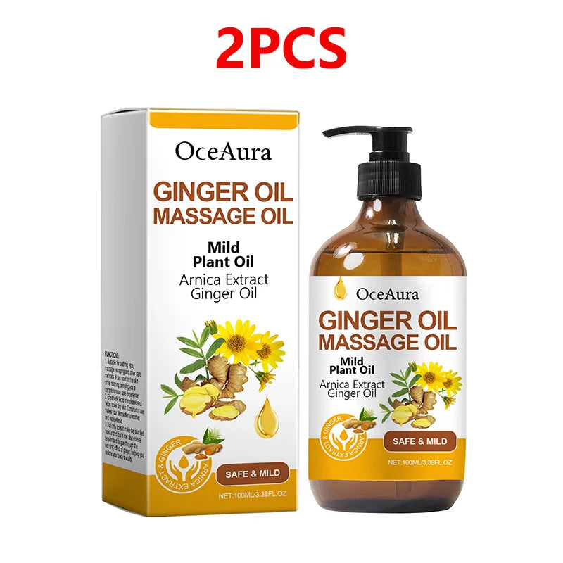 Aceite de masaje relajante de jengibre para el cuerpo, mejora la piel seca y áspera, hidratante, nutritivo, restaura la vitalidad de la piel, cuidado corporal, 100ML