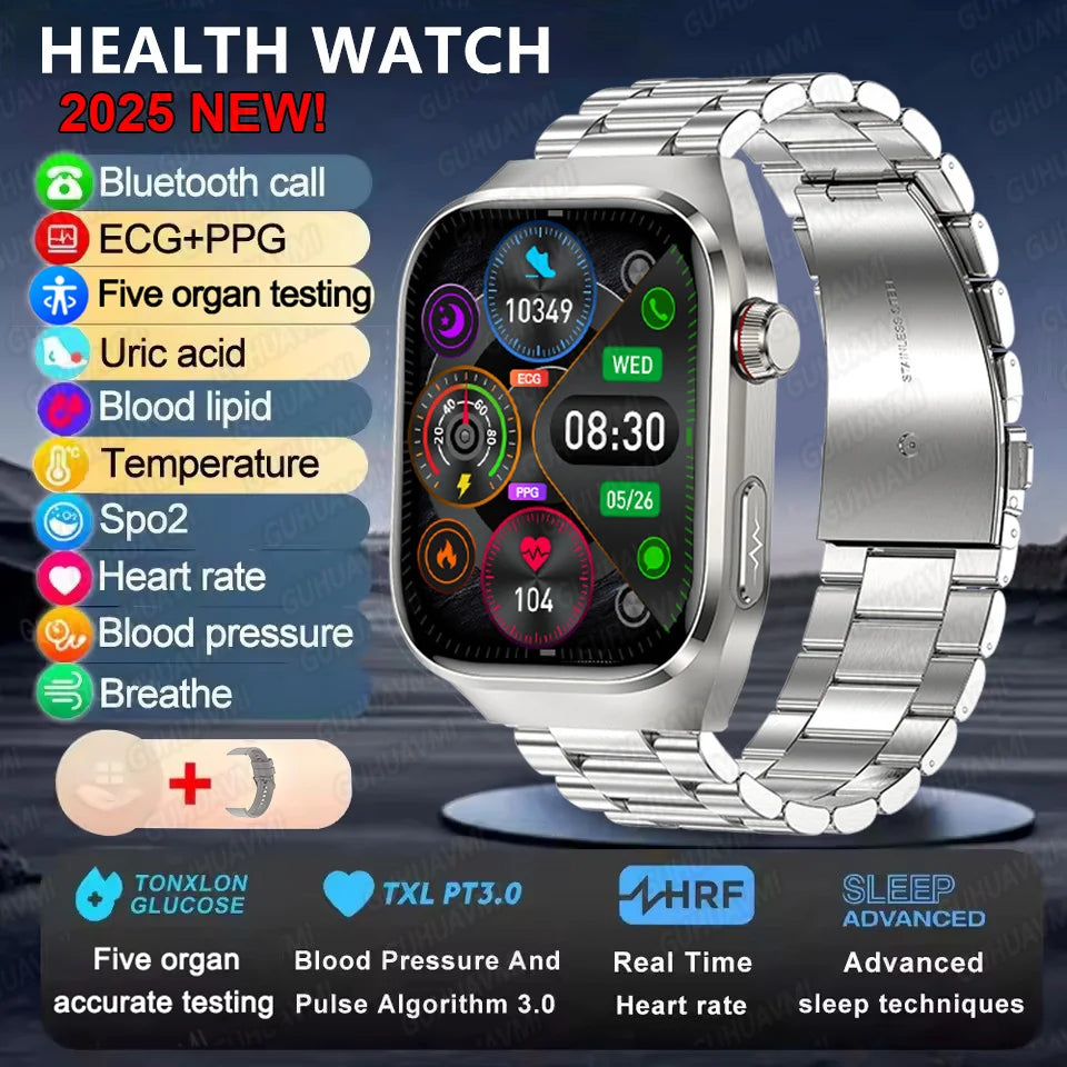2025New Micro examen físico reloj inteligente para hombres ácido úrico grasa corporal cinco órganos salud relojes Bluetooth llamada SmartBracelet