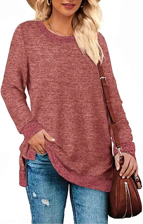 Ropa De Mujer con horquilla dividida Ropa De Mujer Ropas De Mujeres Jersey sudadera color sólido Para Mujer Bluza Damska Ropa 2025