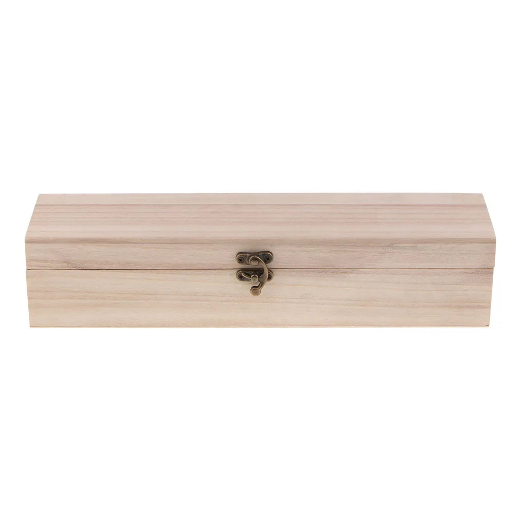 Caja de madera Natural sin terminar, caja de almacenamiento de joyería con cierre de bloqueo para regalos, manualidades, caja de almacenamiento para el hogar