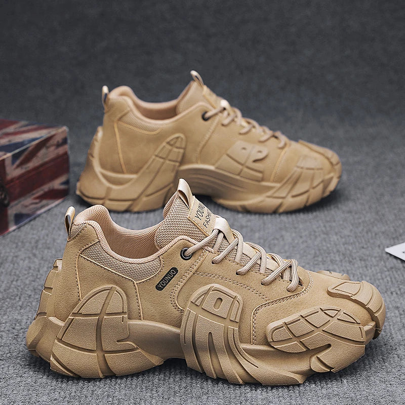 Zapatillas de deporte informales de talla grande 45, zapatos deportivos con suela de pulpo de diseñador para hombre, zapatos de gimnasio con plataforma aumentada de altura de tela de cuero de moda