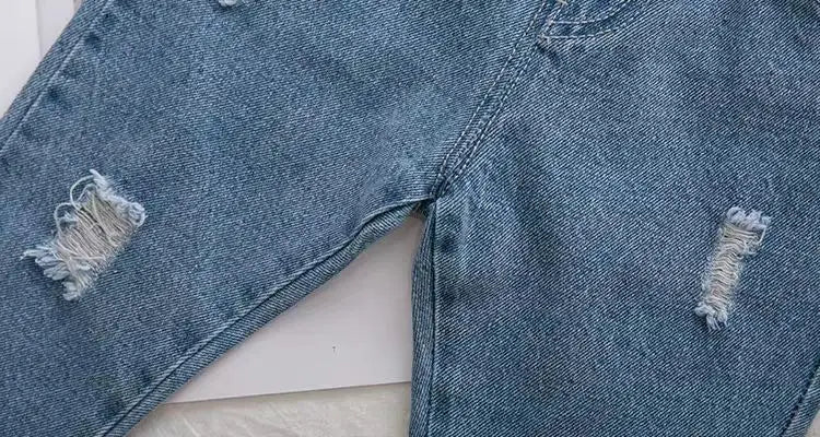 Pantalones vaqueros informales rasgados para niños, ropa de otoño para niñas pequeñas, pantalones bombachos holgados para bebés de 2, 3, 4 y 5 años