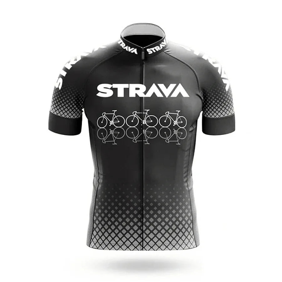 Strava-Conjunto de ciclismo para hombre, pantalones cortos para bicicleta, conjunto deportivo para bicicleta de carretera, Jersey para ciclismo de montaña, ropa transpirable de verano, uniforme profesional