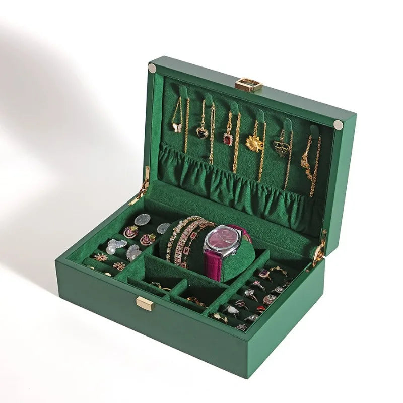 Caja de almacenamiento de joyería creativa, cajas de joyería de escritorio de madera, collar, pulsera, pendientes, organizador, relojes para mujer, caja de almacenamiento de anillos