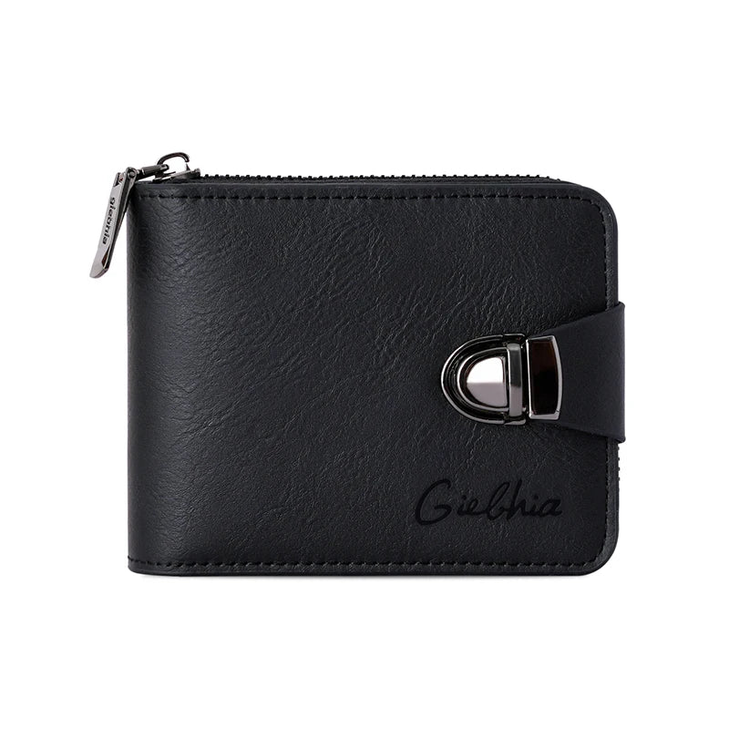 Cartera para hombre con ranura para múltiples tarjetas y cremallera corta; Práctica bolso retro con gran capacidad para monedas