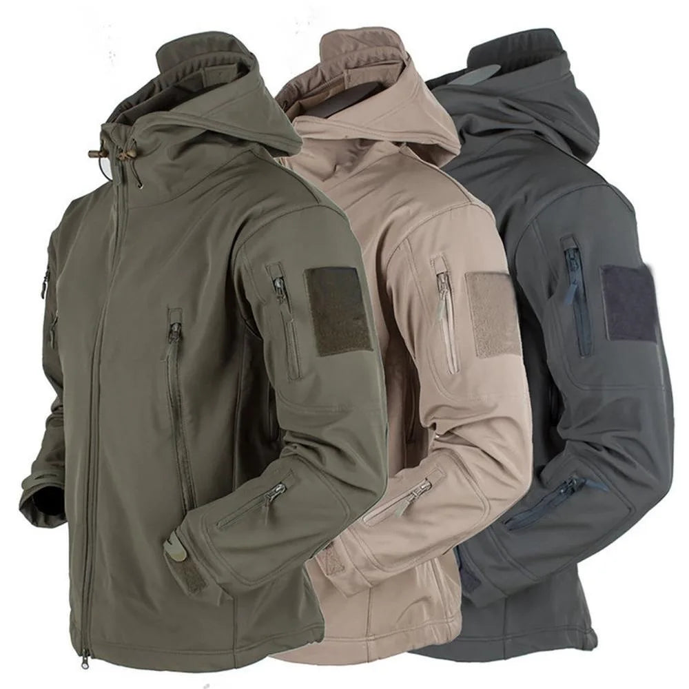 Chaquetas militares de piel de tiburón con concha suave para hombre, chaqueta táctica impermeable a prueba de viento, chaquetas de combate del ejército, abrigos Bomber con capucha para hombre