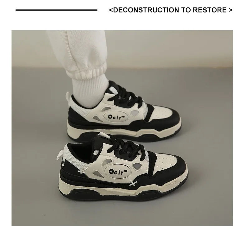 Zapatillas de deporte gruesas para hombre, zapatos de suela suave para correr, informales, de cuero de microfibra, transpirables, con plataforma aumentada de altura