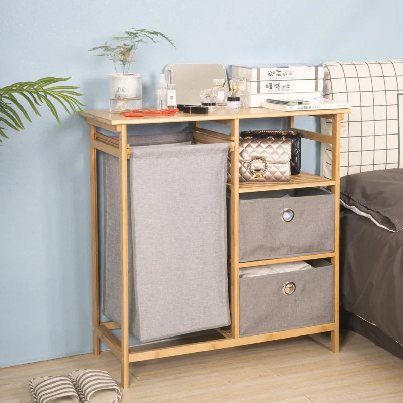 Cesta de lavandería multifuncional de tela de bambú, estante de almacenamiento ordenado para dormitorio, sala de estar, solución organizadora de baño