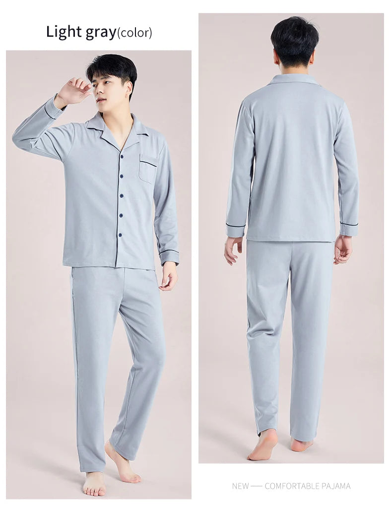 Pijamas de algodón 100% de Invierno para Hombre, ropa de dormir azul, Pijama cálido para Hombre, Pijamas de algodón para Hombre, Pijamas a cuadros de algodón de talla grande