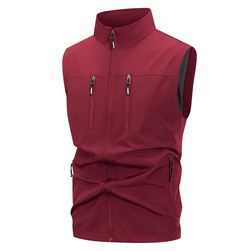 Chaleco Softshell ligero para hombre con bolsillos con cremallera, chaqueta sin mangas a prueba de viento para senderismo, Golf, prendas de vestir al aire libre, cortavientos