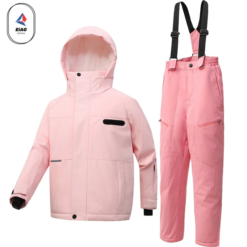 Trajes de esquí para niños, calentador de cuerpo para exteriores, traje de Snowboard, chaqueta térmica + Pantalones, monos de esquí, conjuntos de nieve impermeables para invierno para niños