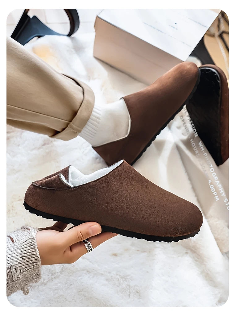 2025 zuecos de moda, zapatillas para hombre, zapatillas planas informales para exteriores, cómodas zapatillas de gamuza de suela gruesa, zapatos de playa antideslizantes para mujer