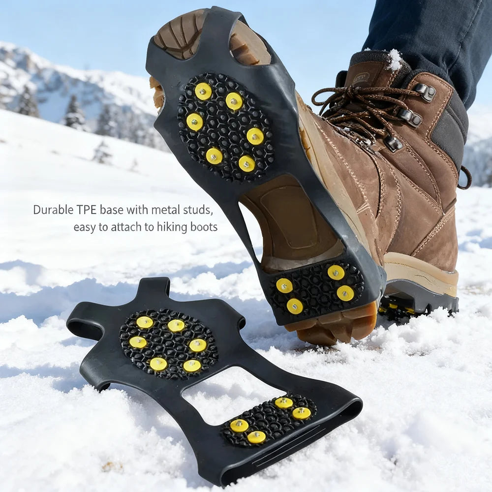 2 uds 10 tacos de acero Crampones empuñaduras de nieve tacos para hielo y nieve tacos de tracción de goma antideslizantes senderismo caminar escalada trotar