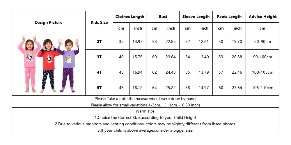 Pijamas de Navidad para niños y niñas, conjuntos de manga larga, ropa de dormir de pingüino y muñeco de nieve para bebés, Pijamas para niños con motivos de copo de nieve