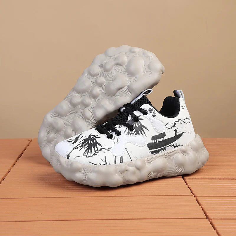 Zapatos para Hombre, Nuevas Zapatillas Deportivas Beige de Caña Alta, Zapatos Gruesos para Hombre, Aumentan la Estatura, Moda Casual, Tallas Grandes, Zapatos de Tenis con Amortiguación