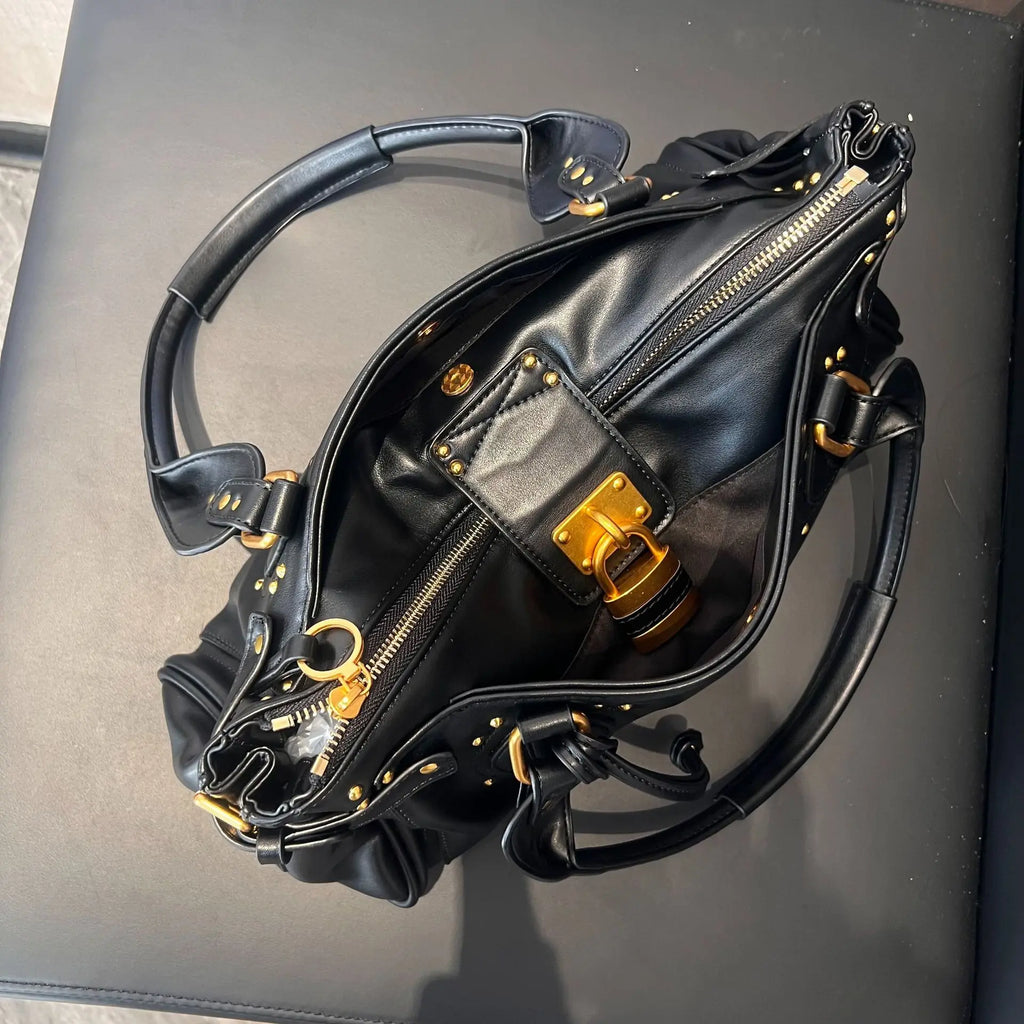 Bolso con Cabeza de Candado Retro, Bolso con Almohada con Remaches, Bolso de Chica Estilo Millennium, Bolso Cruzado para Ir al Trabajo