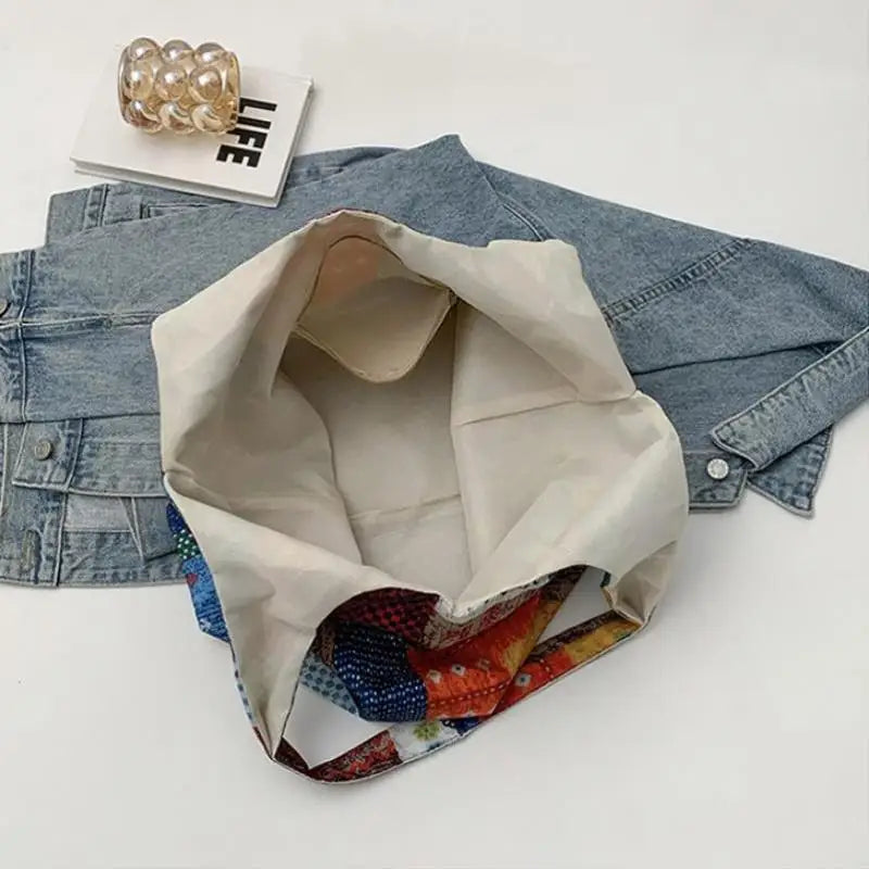 Fanshion-Bolso de retales de estilo étnico, bolso de hombro bohemio, informal, de gran capacidad, para ir al trabajo