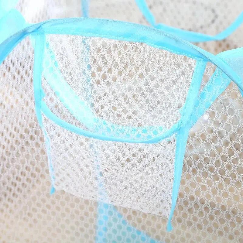 Cesta de lavandería plegable con estampado de dibujos animados, cesto de ropa sucia de malla de nailon, contenedor de almacenamiento, tela moderna Simple para organización del hogar