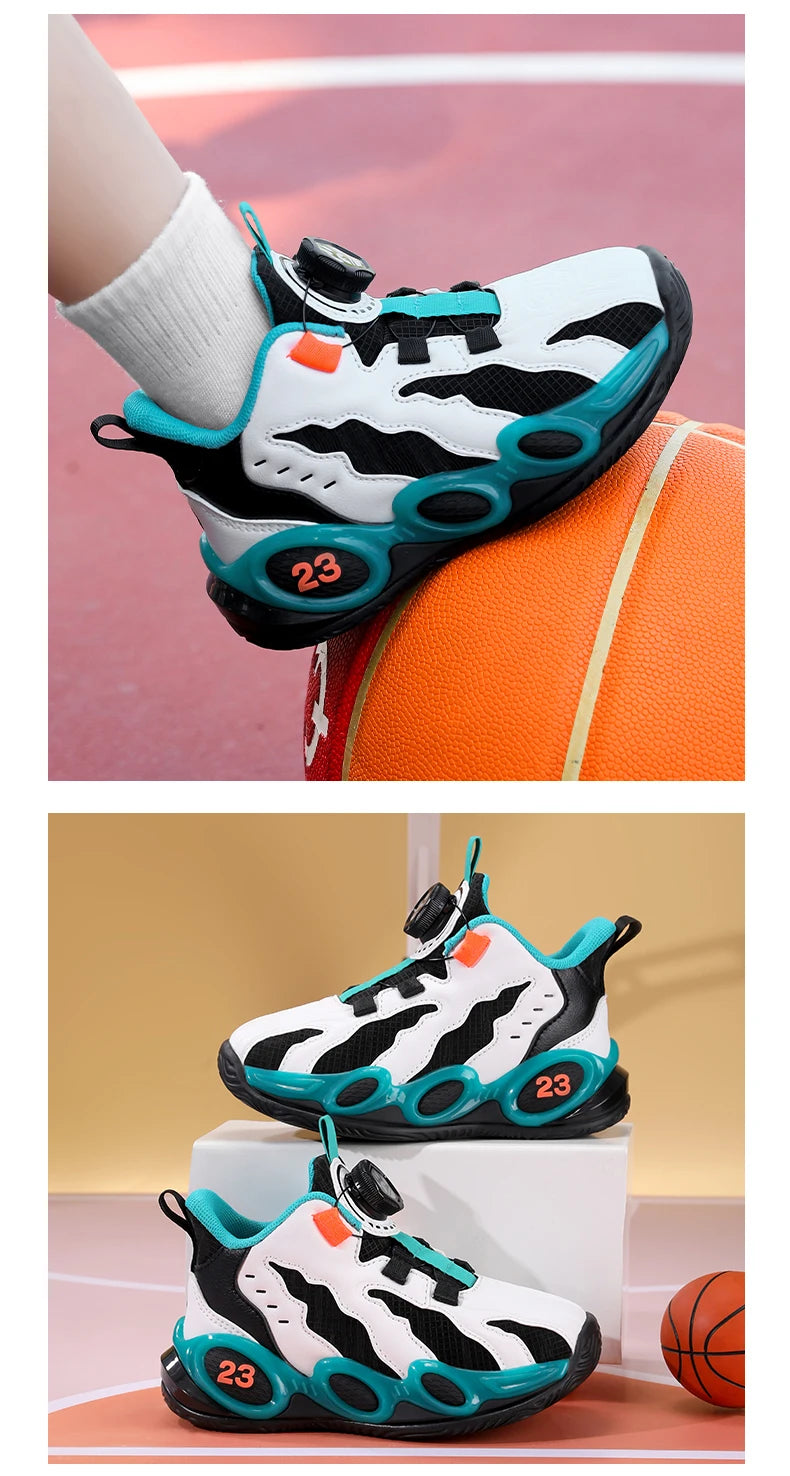 Zapatillas de baloncesto de moda para niños, zapatos deportivos de cuero PU de alta calidad, zapatos casuales para niños y niñas, cómodas zapatillas de gimnasio nuevas