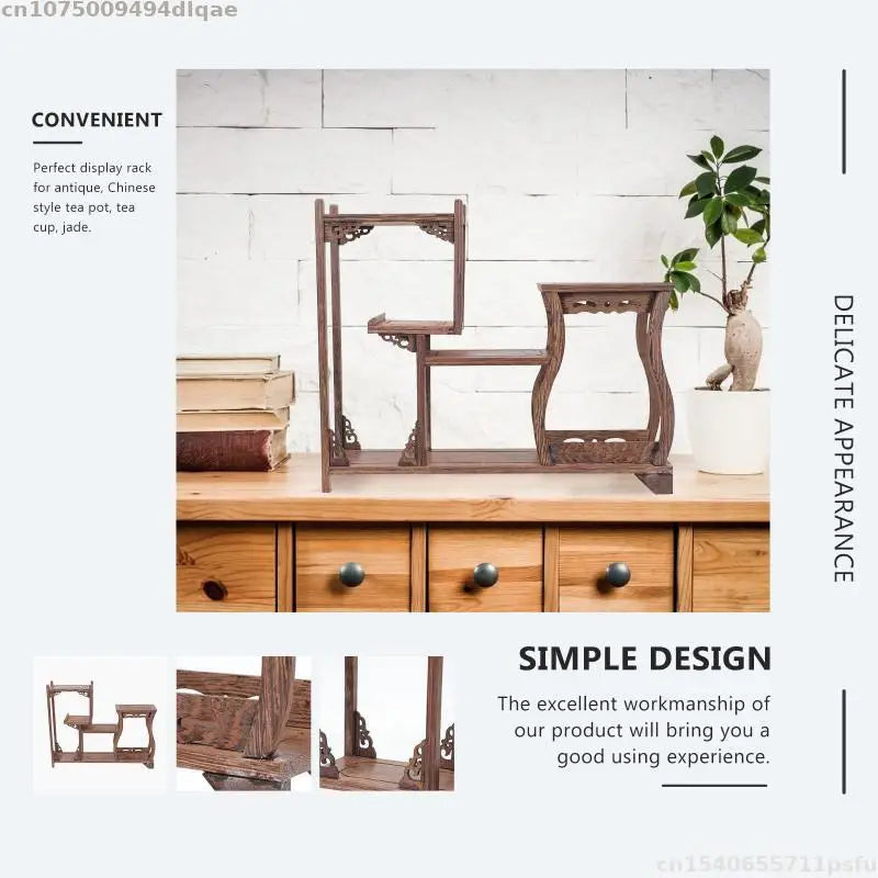 Estante de Almacenamiento de Madera Maciza Natural, Soporte de Almacenamiento para Cocina, Estante Decorativo para Jarrones, Bonsáis, Plantas, Figuras, Juegos de Té